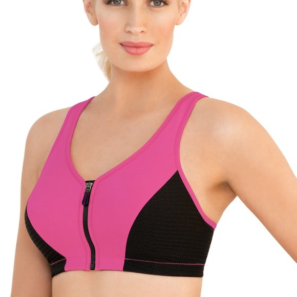 Set of 3! 32G Glamorise SPORT Bra (HIGH-IMPACT) Pink (RACERBACK) T-Back Zip NEW - Picture 9 of 16
